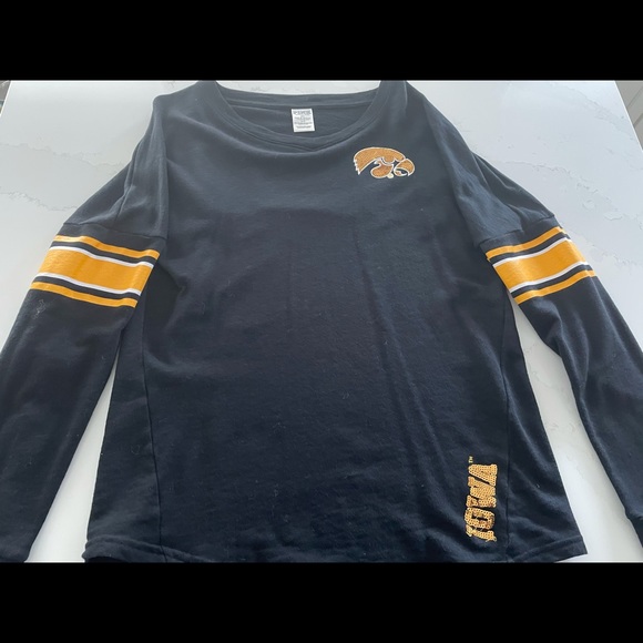 Victorias Secret Pink Iowa Hawkeyes crew neck sweatshirt sparkle womens small - Picture 1 of 4